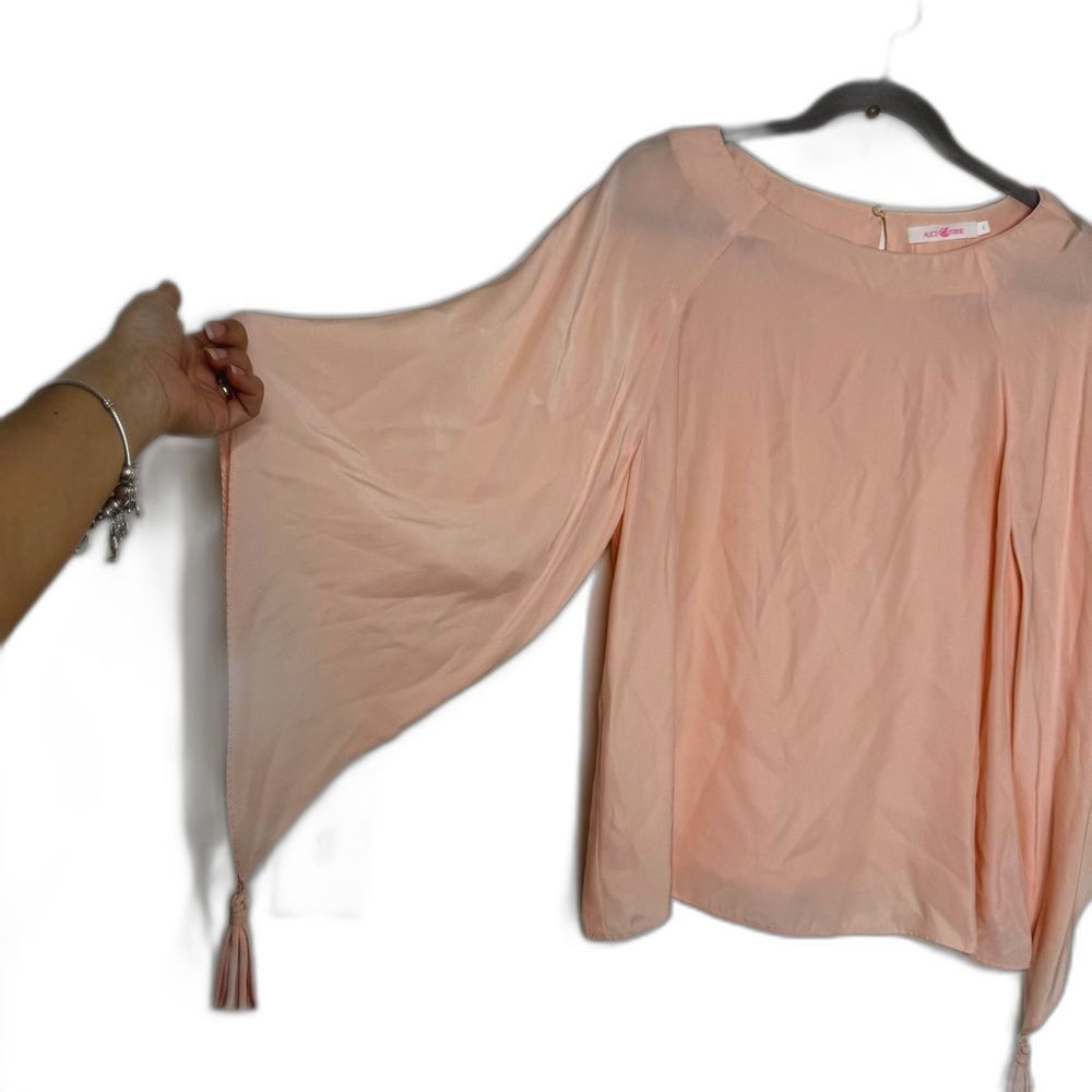 Alice Trixie Silk tassel batwing sleeves keyhole blouse fairy boho chic